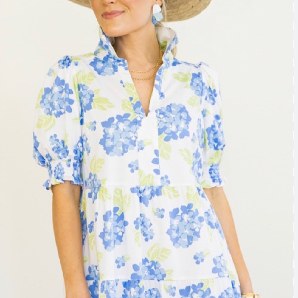 Mary Square Floral Puff Sleeve Dress Large NWT
